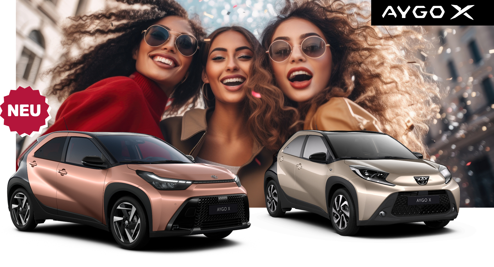 Headergrafik mit dem neuen Toyota Aygo X